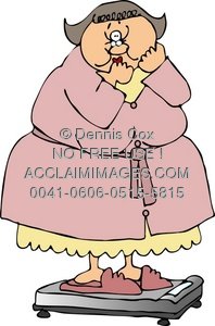 Clipart Illustration  Chubby Girl On Scales