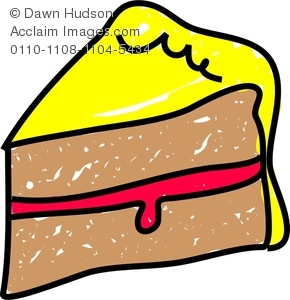 Clipart Image Of A Whimsical Drawing Of A Slice Of Sponge Cake With    