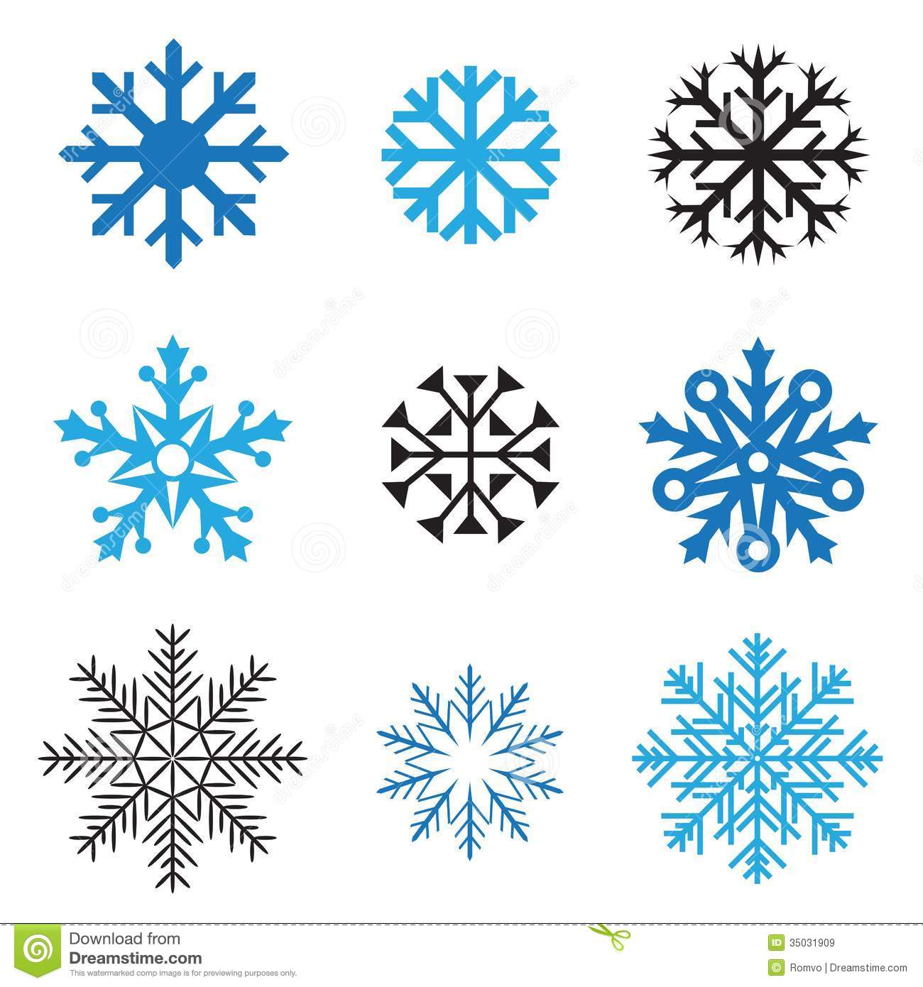 Different Snowflakes Royalty Free Stock Images   Image  35031909