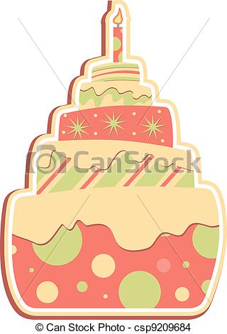 Eps Vector Of Layered Cake   Whimsical Layered Cake With Candle    