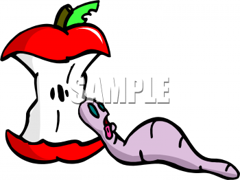 Food Clip Art Of A Fat Worm Who Ate Too Much Apple   Foodclipart Com