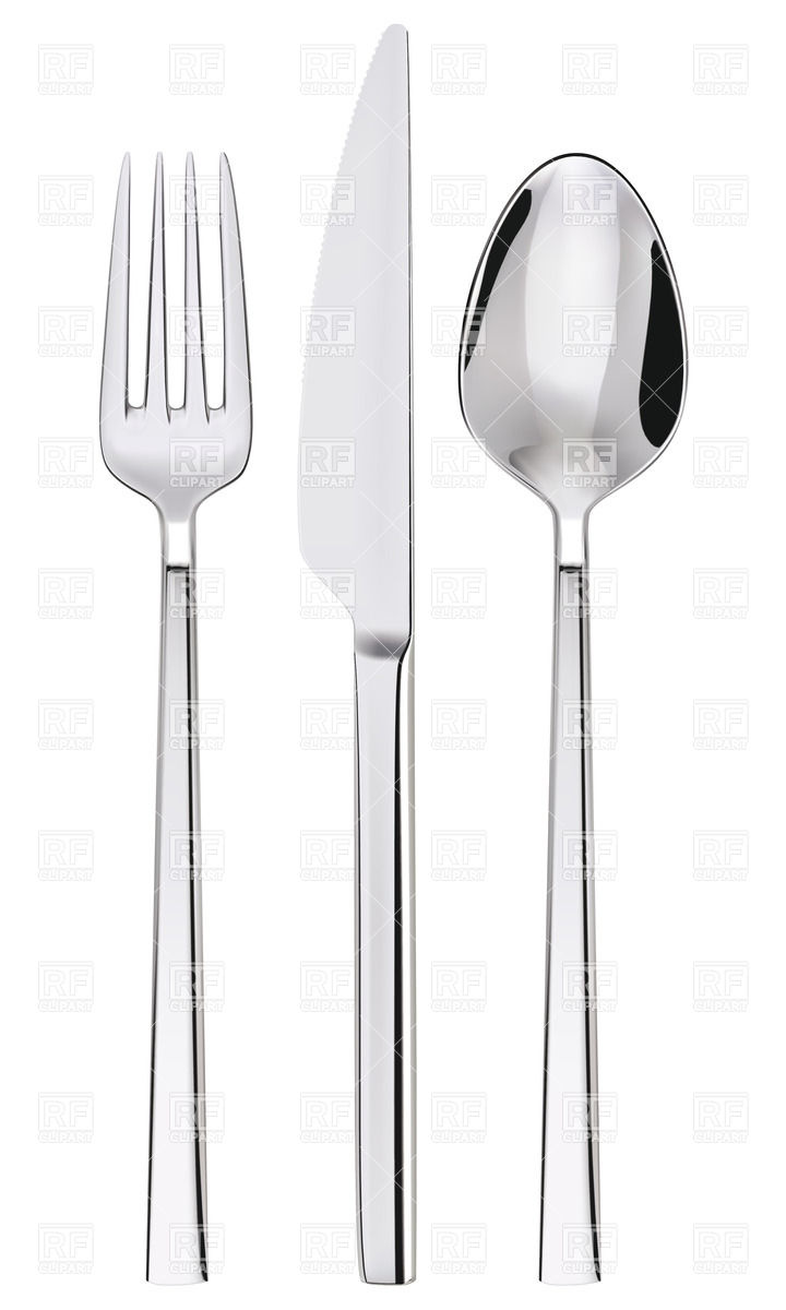 Fork Spoon And Knife Isolated On White Download Royalty Free Vector