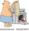 Hairy Cartoon Man Doing Laundry   Bachelor Clipart Illustration