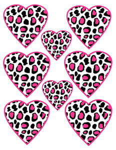 Hot Pink Jungle Leopard Heart Wall Decals Teen Girl Kids Room Baby