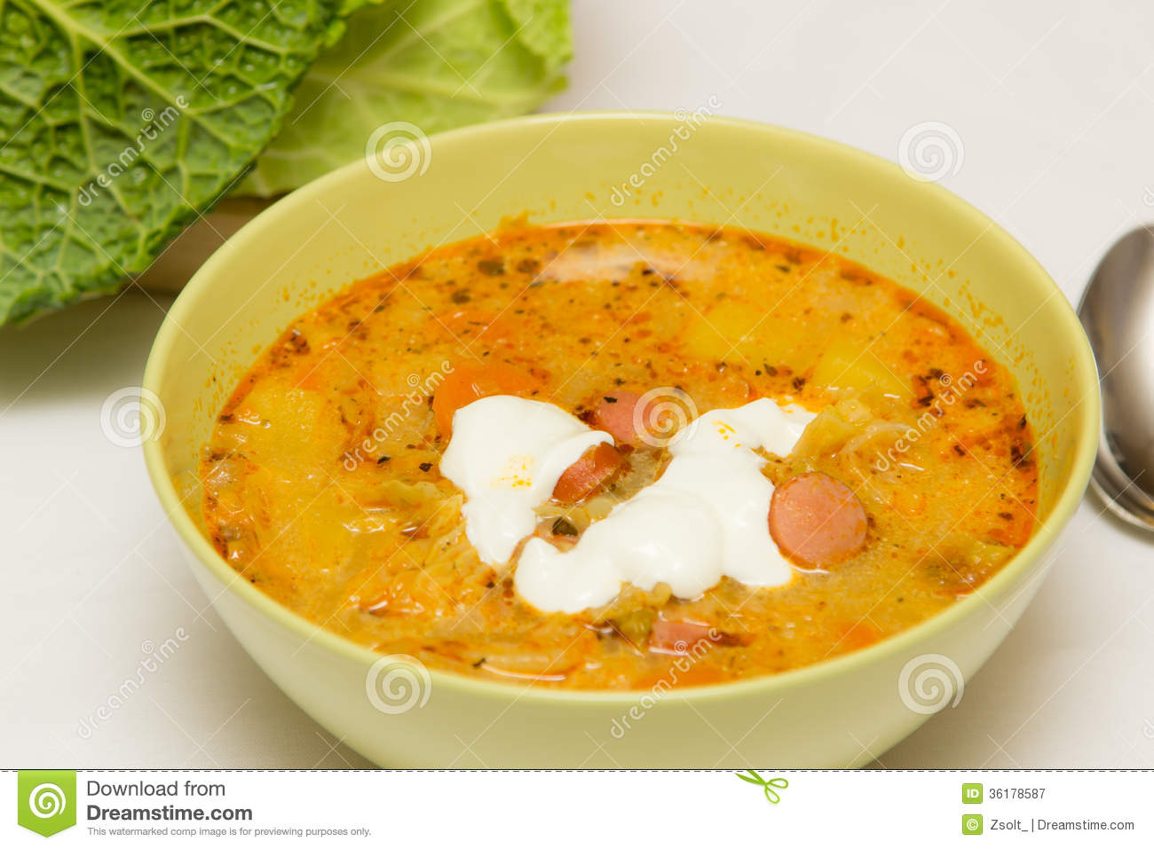 Kale Soup With Frankfurter Royalty Free Stock Photography   Image    