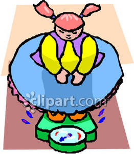 Little Girl Weighing Herself On A Scale Clip Art