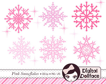 Pink Snowflake Clip Art Cute Chris Tmas Clipart Holiday Digital Clip    