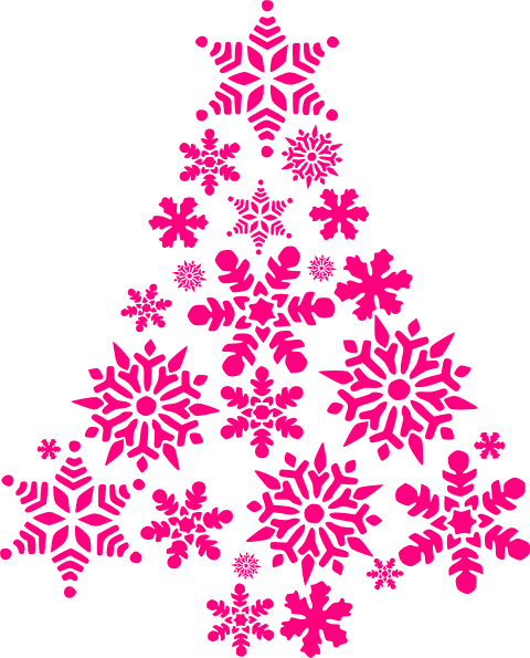 Pink Snowflake Tree Clip Art At Clker Com   Vector Clip Art Online    