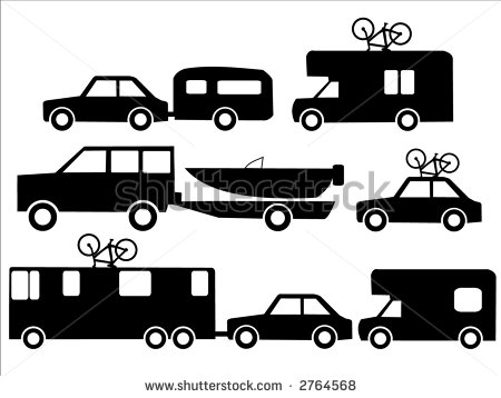 Recreation Vehicles Towing Caravans And Boats   Stock Vector
