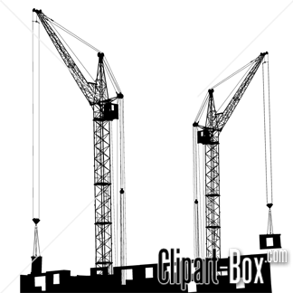Related Crane Building Black And White Cliparts  