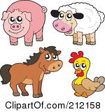 Rf Clipart Illustration Of A Digital Collage Of A Cute Sheep Pig Horse