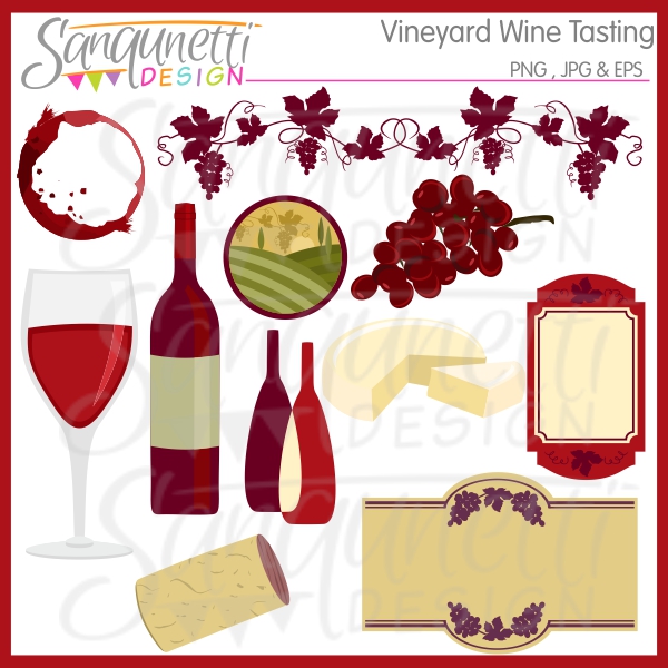 Sanqunetti Design  Vineyard Wine Tasting Clipart