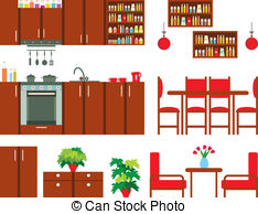 Set Of Kitchen Furniture   Vector Illustration It Is Created