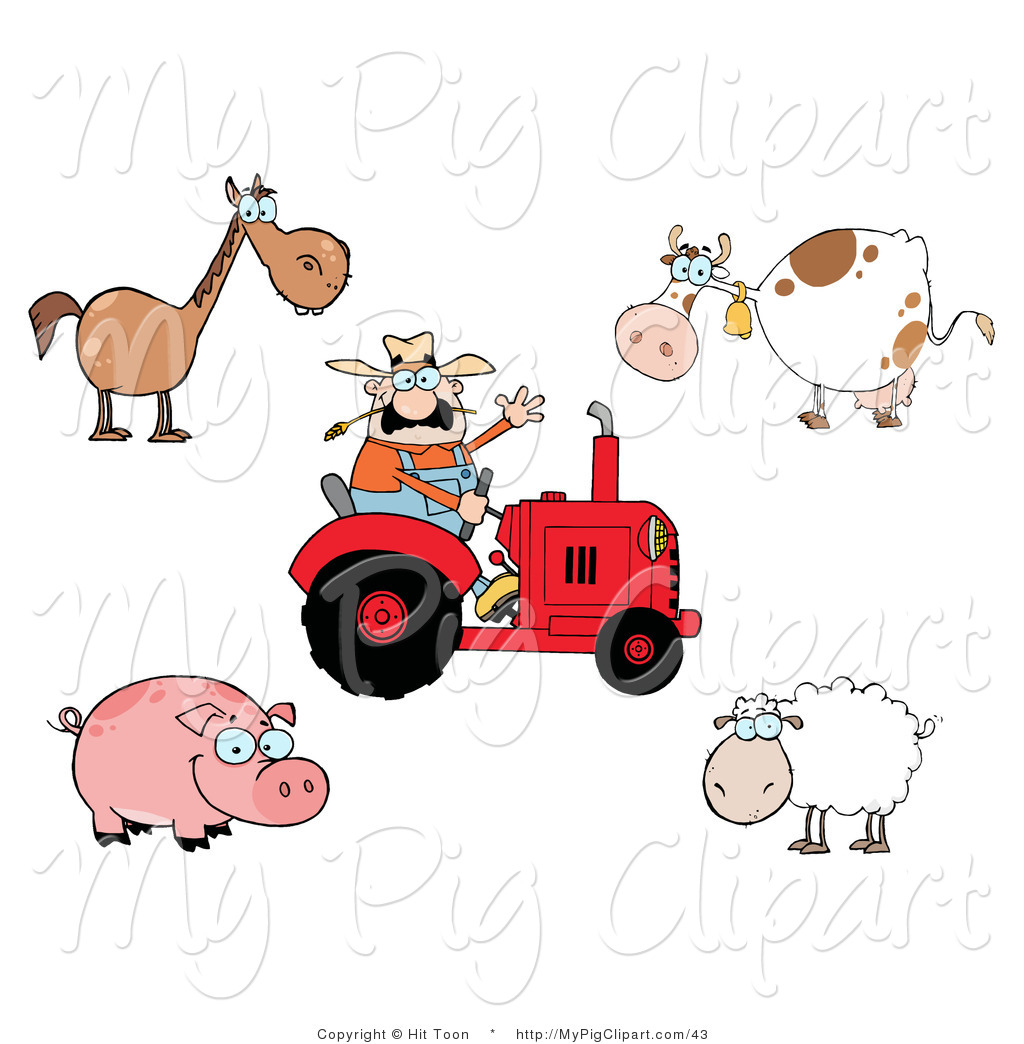 Swine Clipart Of A Barnyard Digital Collage Of A Caucasian Farmer On A