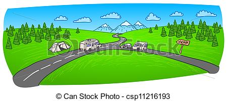 Towing Caravan On The Road   Csp11216193