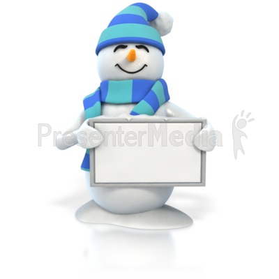 Winter Snowman Holding Blank Sign Presentation Clipart