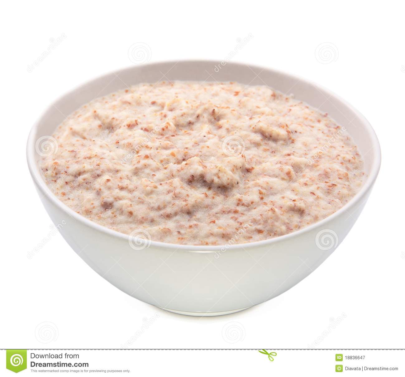 Bowl Of Porridge Isolated On White Background