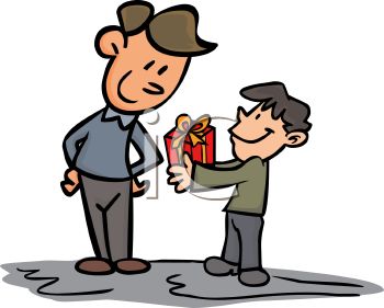 Boy Giving His Dad A Gift On Father S Day   Royalty Free Clip Art    