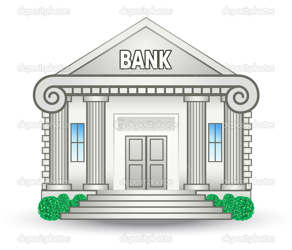 Cartoon Bank Building Bank Building   Stock Illustration