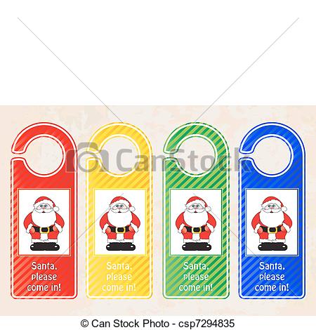 Christmas Door Hangers  Christmas Concept With   Santa  Please Come In