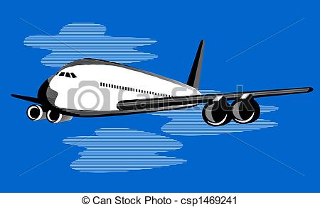 Clipart Of Jumbo Jet Plane In Flight   Illustration On Air Travel And