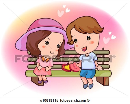 Clipart   Present Valentine Bench Boy Girl Couple  Fotosearch    