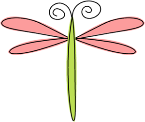 Dragonfly Clip Art Image   Hand Drawn Pink And Green Dragonfly