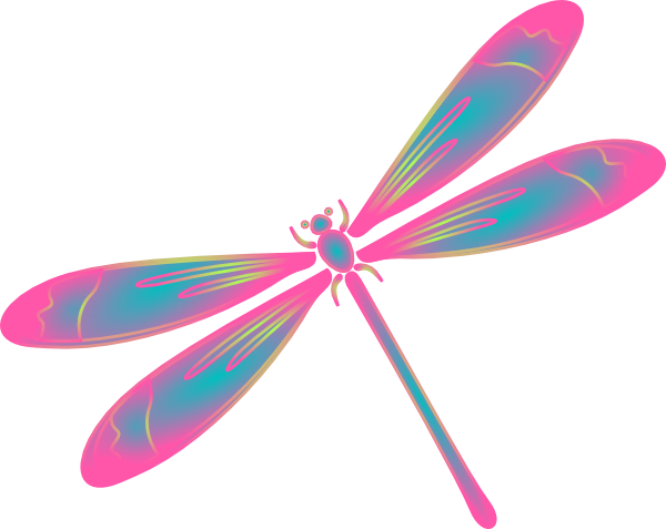 Dragonfly In Flight Blue Green Pink Clip Art At Clker Com   Vector