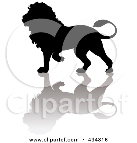 Free  Rf  Clipart Illustration Of A Brown Lion Silhouette And Shadow