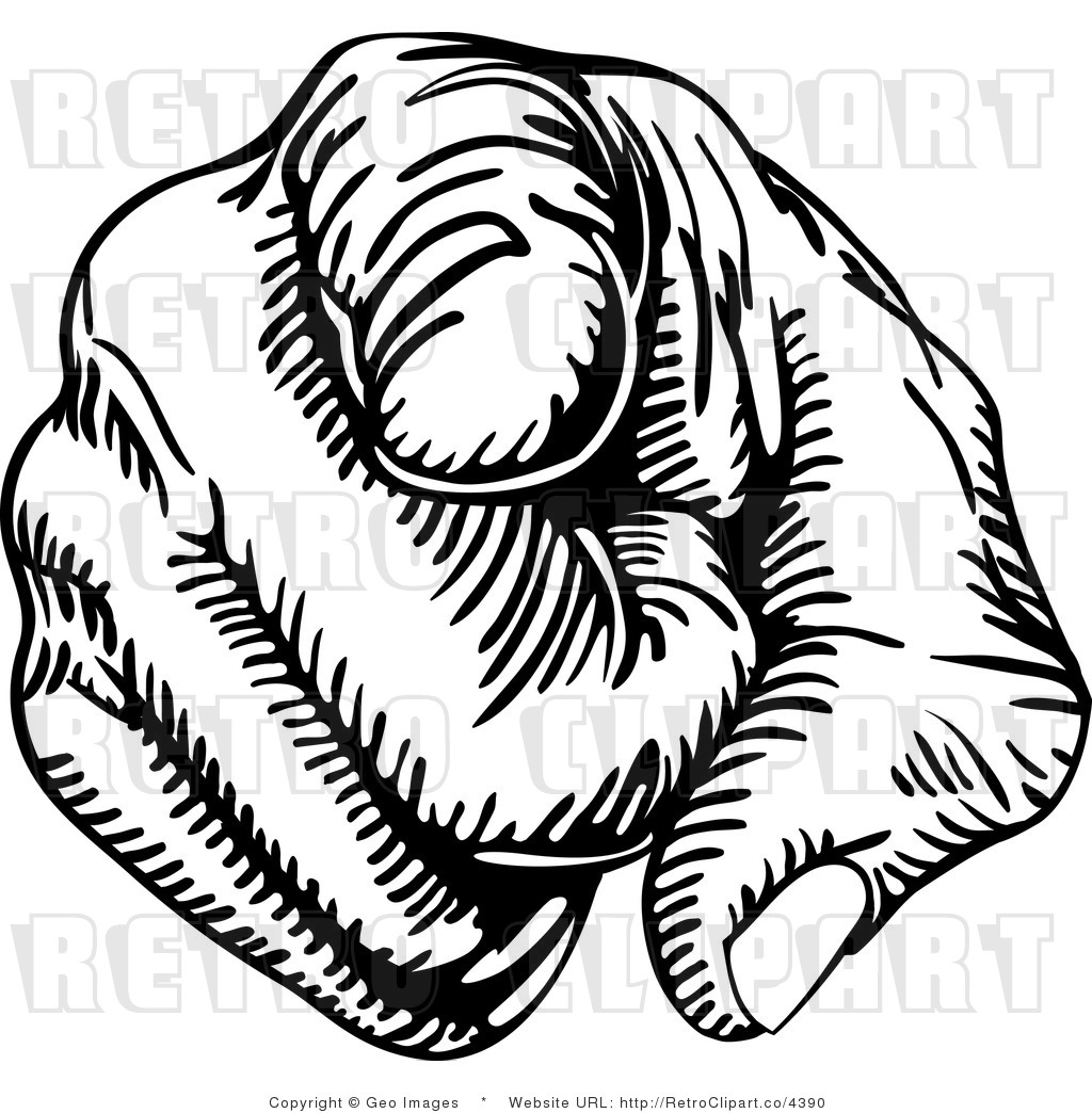 Free  Rf  Retro Clipart Illustration Of Pointing Hand  This Pointing