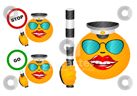Funny Policeman  Stock Vector Clipart The Cheerful Traffic Controler    