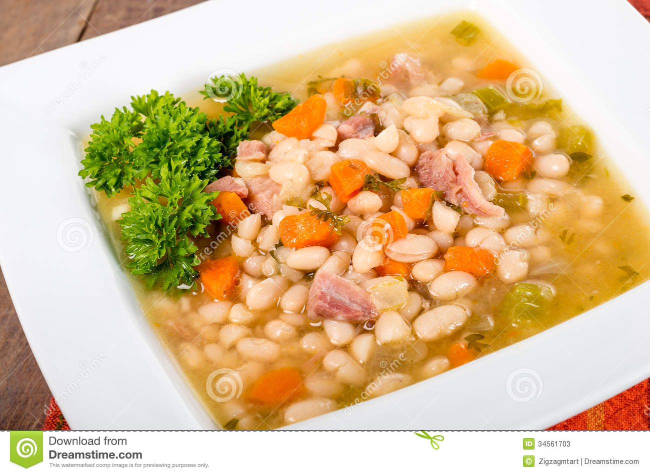 Ham And Bean Soup With Carrots Stock Photos   Image  34561703