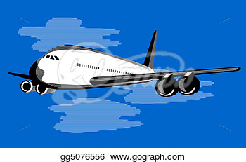 Illustration   Jumbo Jet Plane In Flight  Clipart Gg5076556   Gograph