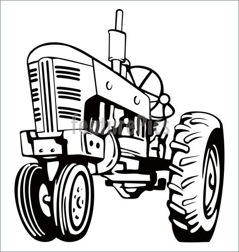 Illustration Of Tractor Black And White  Royalty Free Illustration At