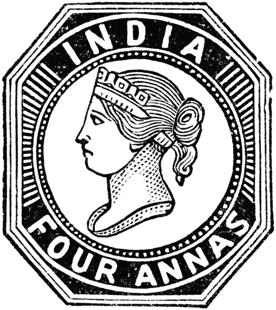 India Four Annas Stamp 1854   Clipart Etc