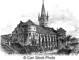 Koenigsberg Cathedral Vintage Engraving Stock Illustration