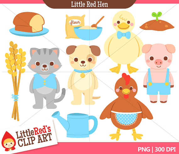 Little Red Hen Fairy Tale Clip Art And Digital Stamps   For Personal    