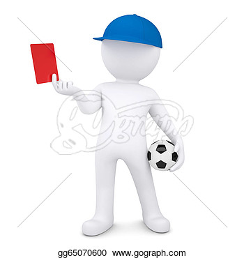     Man With Soccer Ball Shows Red Card  Clipart Gg65070600   Gograph
