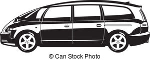 Minivan   Black And White Illustration Of Minivan