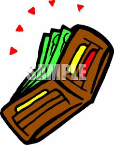 Money And Credit Cards In A Wallet   Royalty Free Clipart Picture