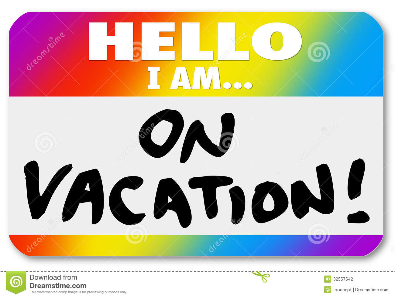 Name Tag Hello I Am On Vacation Sticker Nametag Stock Photography