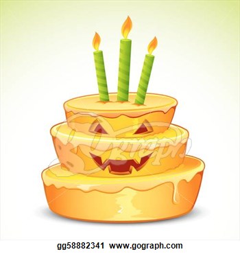 Of Pumpkin Cake For Halloween With Candle  Clipart Drawing Gg58882341