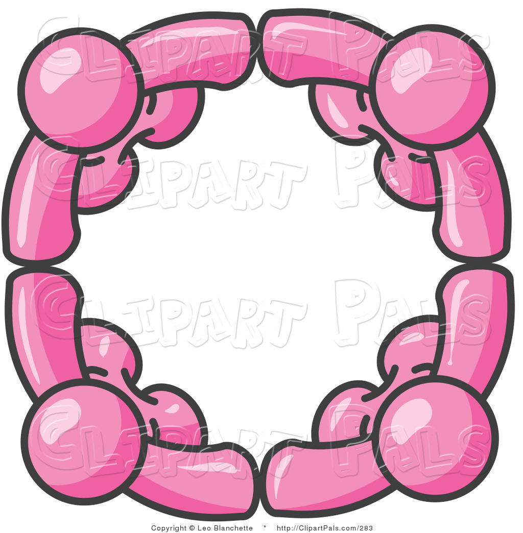 Preview  Pal Clipart Of Four Pink People Standing In A Small Circle