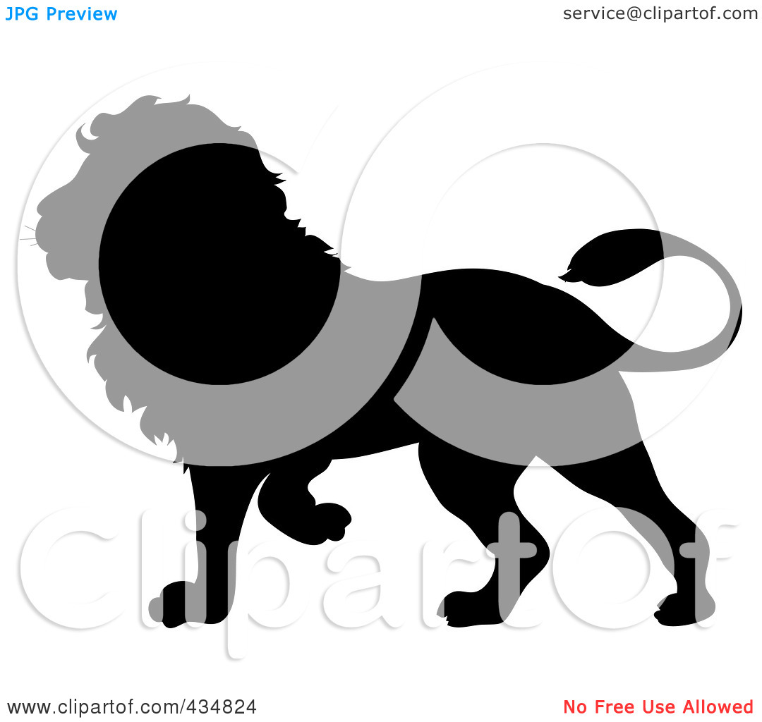 Rf  Clipart Illustration Of A Black Lion Silhouette By Pams Clipart