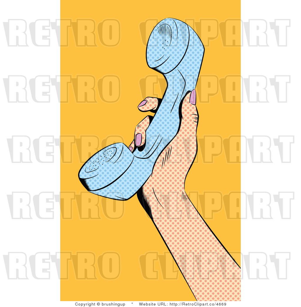 Royalty Free Retro Pop Art Hand Holding Up A Phone Reciever Over
