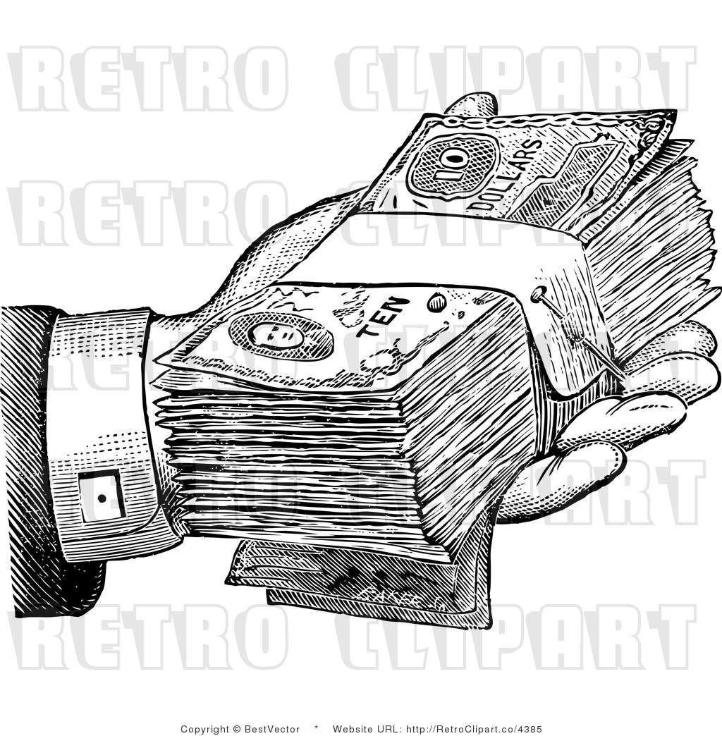 Royalty Free  Rf  Retro Clipart Illustration Of Hand Holding Cash