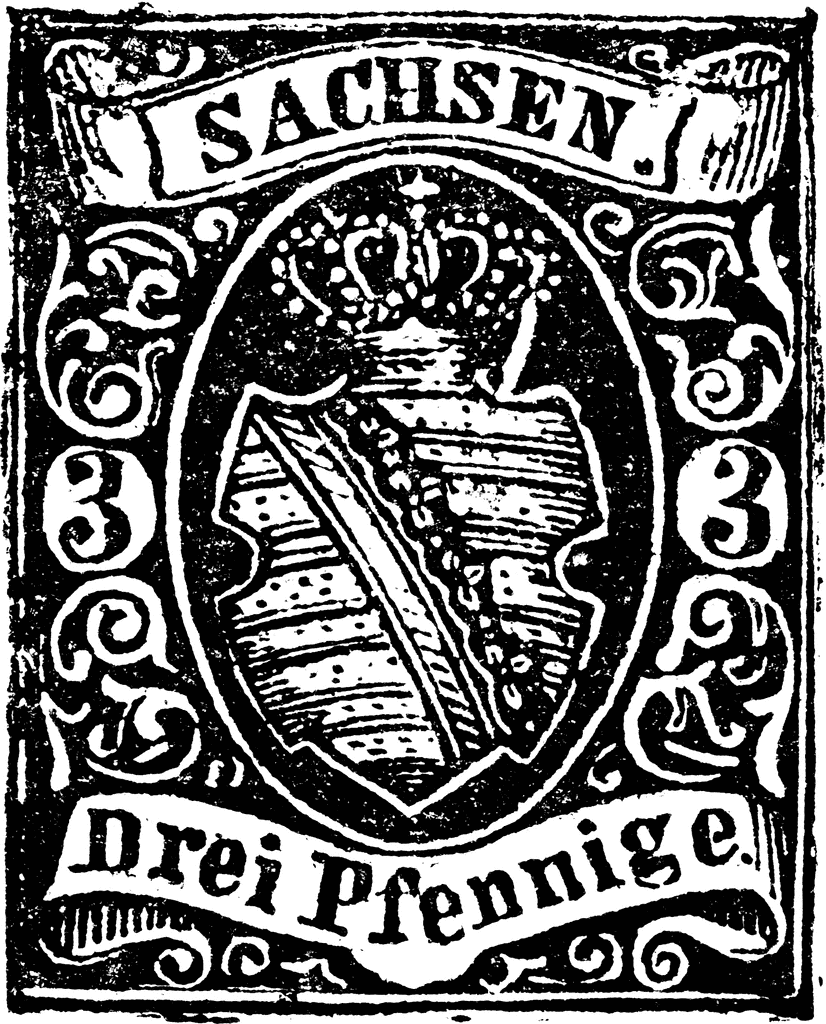 Saxony Drei Pfennige Stamp 1851   Clipart Etc
