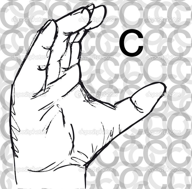 Sketch Of Sign Language Hand Gestures Letter C    Stock Vector    