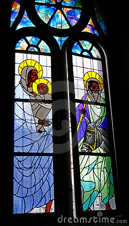 Stained Glass Window   Birth Of Jesus Royalty Free Stock Images
