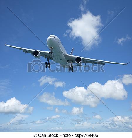 Stock Illustration   Jet Plane In Flight  Square Composition With Some